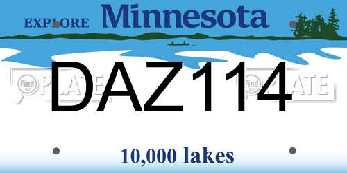 DAZ114 Minnesota License Plate