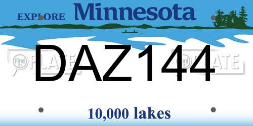DAZ144 Minnesota License Plate