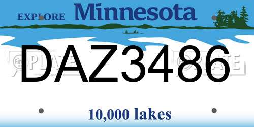 DAZ3486 Minnesota License Plate