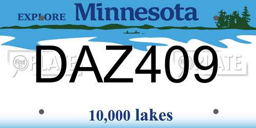 DAZ409 Minnesota License Plate