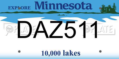 DAZ511 Minnesota License Plate