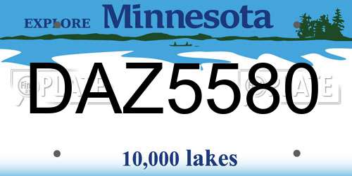 DAZ5580 Minnesota License Plate