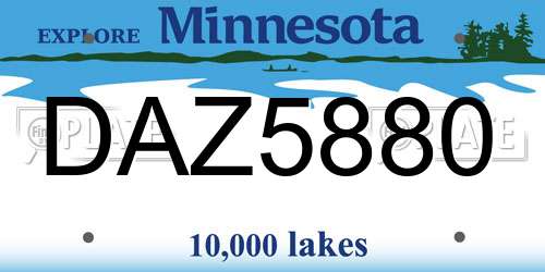 DAZ5880 Minnesota License Plate