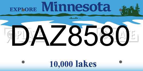 DAZ8580 Minnesota License Plate