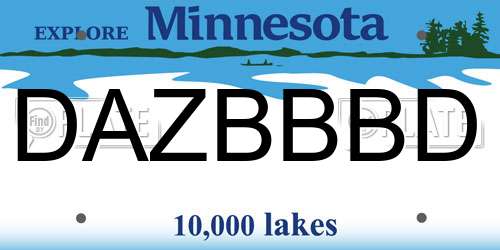 DAZBBBD Minnesota License Plate