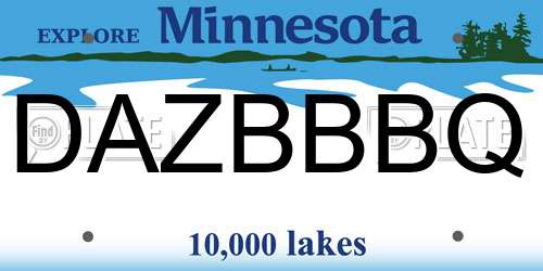 DAZBBBQ Minnesota License Plate