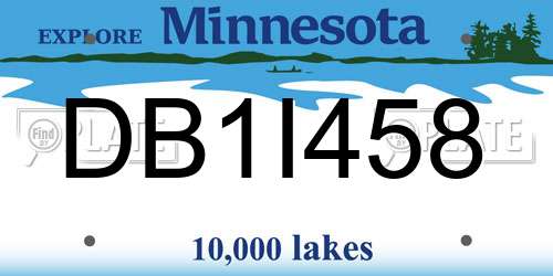 DB1I458 Minnesota License Plate