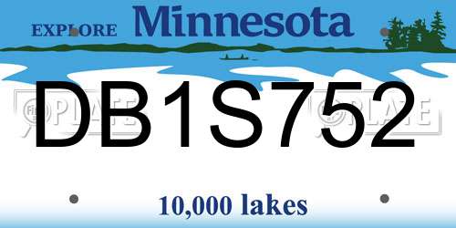 DB1S752 Minnesota License Plate