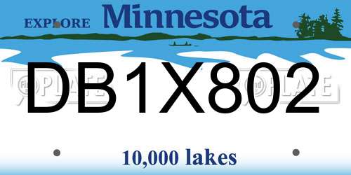 DB1X802 Minnesota License Plate