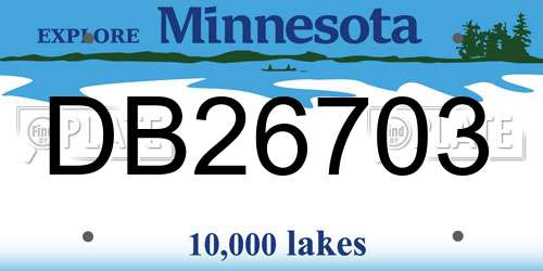 DB26703 Minnesota License Plate
