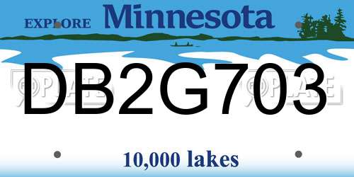 DB2G703 Minnesota License Plate