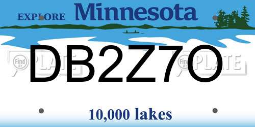 DB2Z7O Minnesota License Plate