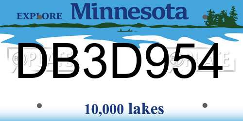 DB3D954 Minnesota License Plate