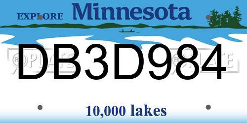DB3D984 Minnesota License Plate