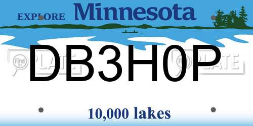 DB3H0P Minnesota License Plate