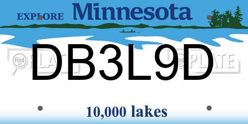 DB3L9D Minnesota License Plate