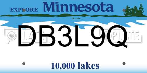 DB3L9Q Minnesota License Plate