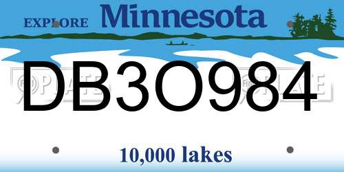 DB3O984 Minnesota License Plate