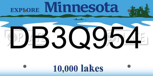 DB3Q954 Minnesota License Plate
