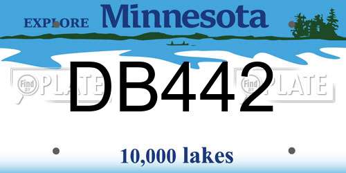 DB442 Minnesota License Plate