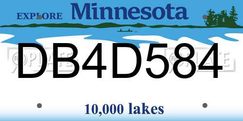 DB4D584 Minnesota License Plate