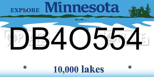 DB4O554 Minnesota License Plate