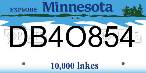 DB4O854 Minnesota License Plate