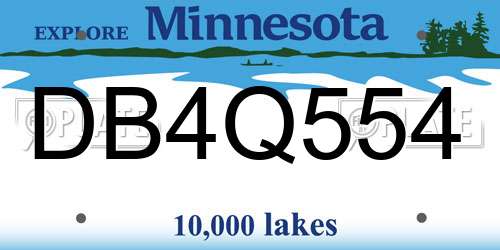 DB4Q554 Minnesota License Plate