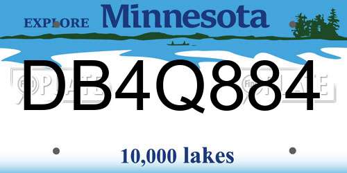 DB4Q884 Minnesota License Plate