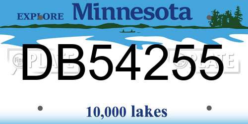 DB54255 Minnesota License Plate