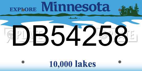 DB54258 Minnesota License Plate