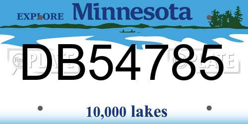 DB54785 Minnesota License Plate