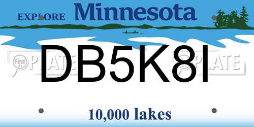 DB5K8I Minnesota License Plate