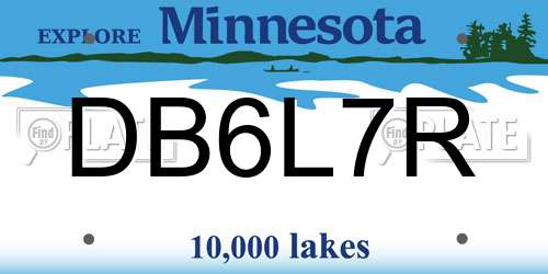 DB6L7R Minnesota License Plate