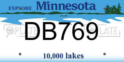 DB769 Minnesota License Plate