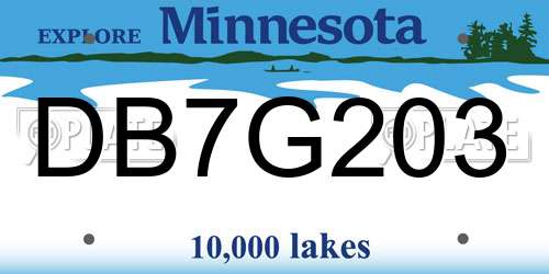 DB7G203 Minnesota License Plate