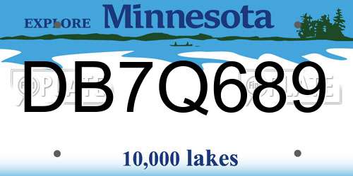 DB7Q689 Minnesota License Plate