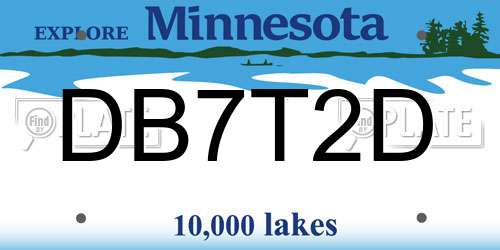 DB7T2D Minnesota License Plate