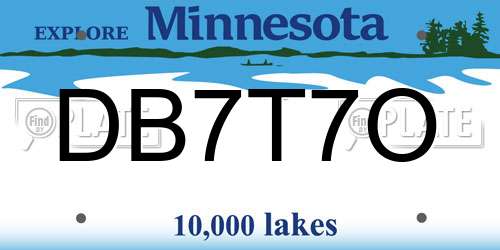 DB7T7O Minnesota License Plate