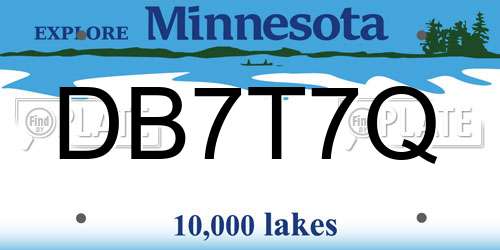 DB7T7Q Minnesota License Plate