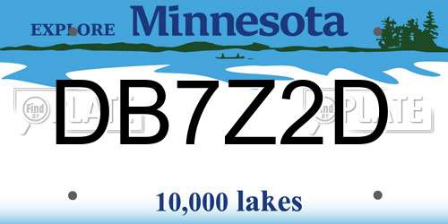 DB7Z2D Minnesota License Plate