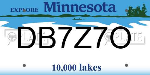 DB7Z7O Minnesota License Plate