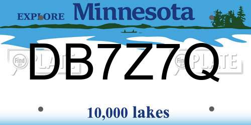 DB7Z7Q Minnesota License Plate