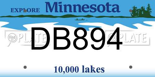 DB894 Minnesota License Plate