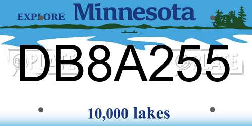 DB8A255 Minnesota License Plate