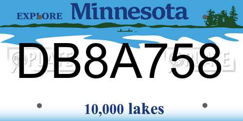 DB8A758 Minnesota License Plate