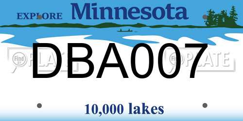 DBA007 Minnesota License Plate
