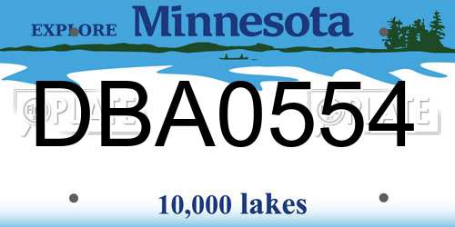 DBA0554 Minnesota License Plate