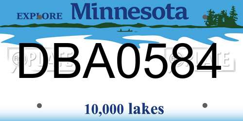 DBA0584 Minnesota License Plate