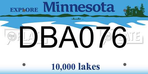DBA076 Minnesota License Plate